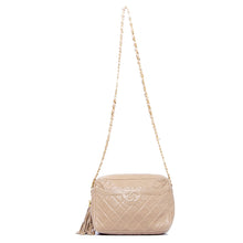 Beige Quilted CC Fringe Chain Shoulder Bag