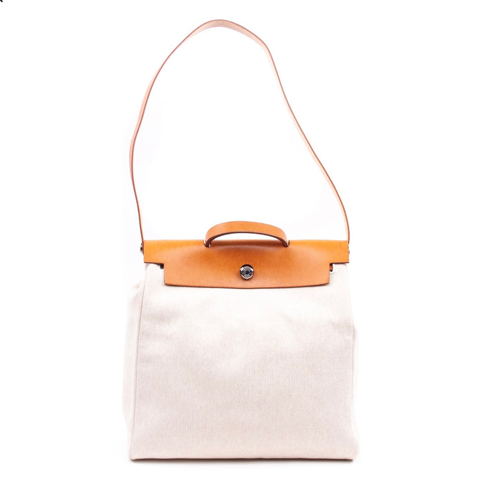 Beige and Brown Two-Way Herbag Handbag