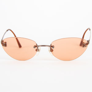 CHANEL - Brown Rimless Logo Sunglasses