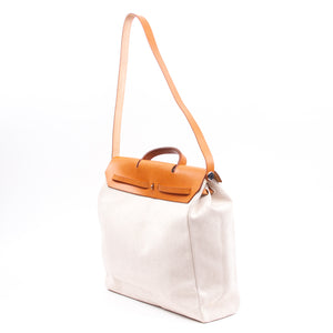 Beige and Brown Two-Way Herbag Handbag