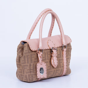 Beige & Pink Zucca Handbag