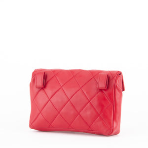 Red Quilted Chain Waist Bum Bag