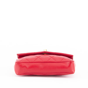 Red Quilted Chain Waist Bum Bag