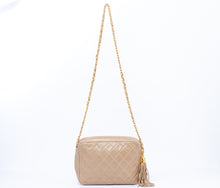 Beige Quilted CC Fringe Chain Shoulder Bag