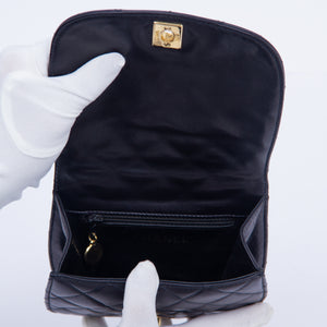 Black Quilted Chain Waist Bum Bag