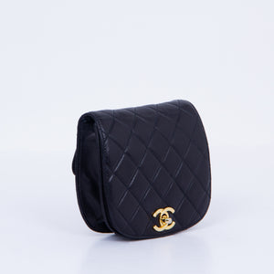 Black Quilted Chain Waist Bum Bag