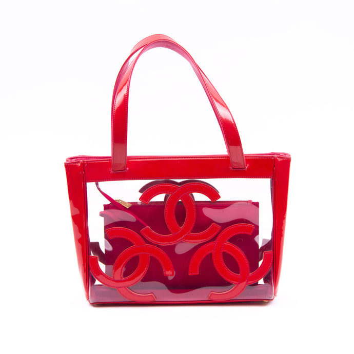 Clear & Red Logo Shoulder Bag