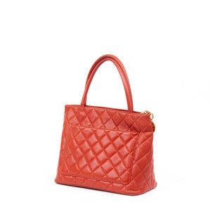 Red Matelasse Medallion Tote Bag