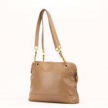 Beige Caviar Skin CC Logo Shoulder Bag