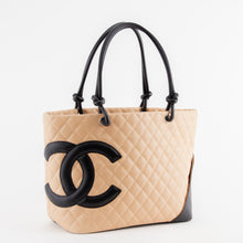 Beige and Black Cambon Line Quilted Tote Bag