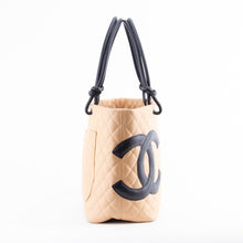 Beige and Black Cambon Line Quilted Tote Bag