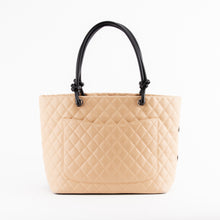 Beige and Black Cambon Line Quilted Tote Bag