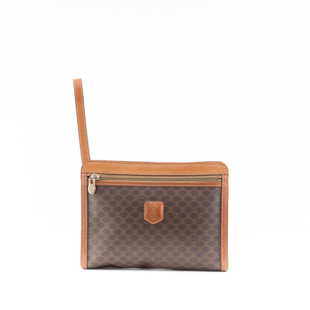 Brown Macadam Pattern Clutch Bag