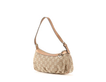 Beige Bronze Canvas Leather Handbag