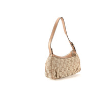 Beige Bronze Canvas Leather Handbag